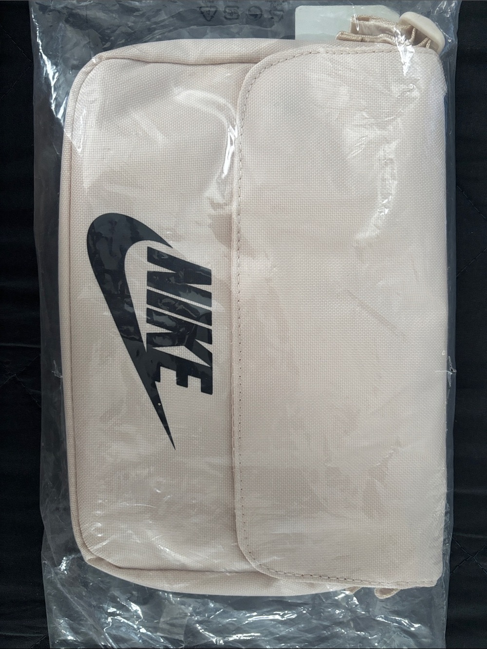 Nike Cream Canvas Travel Crossbody Pouch with back zipper